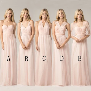 2021 Long siūlai Blush Pink Bridesmaid Dresses-Line Vestido De Festa De Casamen Oficialią Vestuvių Svečias Šalis Prom Chalatai Suknelės