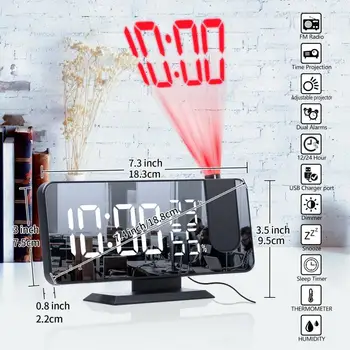 Daugiafunkcinis LED Elektroninis Skaitmeninis Laikrodis Gali Rodyti Temperatūros Ir Drėgmės Radijo Naktiniai Žadintuvas, USB Įkrovimas