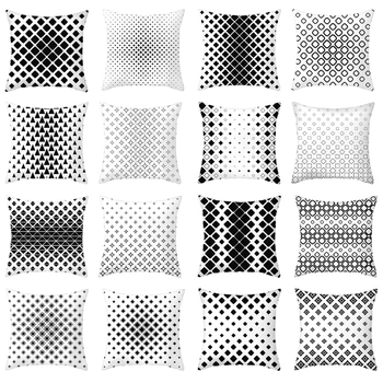 Fuwatacchi Juodos ir Baltos Pagalvės užvalkalą Geometrinis Pledas Modelis Pagalvėlė Padengti Namų Sofos, Kėdės, Dekoratyviniai Mesti Užvalkalas Naujas