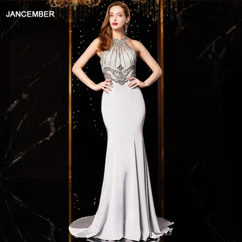 J18560 jancember seksualus undinė vakarinę suknelę 2020 apynasrio kaklo, rankovių duobute, nėrinių sidabras, vakaro suknelės ilgai vestido mujer