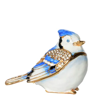 Kalnų krištolas blue jay paukščių brangakmeniais kristalų pakabukas lauke metalo papuošalų dėžutė Kalėdų/gimtadienio dovanos paukščių figūrėlės skulptūra