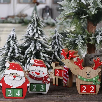Kalėdų Kalendoriaus Mediniai Santa Claus Kalendorius Sniego Kalėdinė Dekoracija Briedžių Naujųjų Metų Išvakarėse Namų Dekoro Skaičius Darbalaukio Amatų