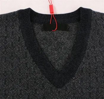 Naujas atvykimo kašmyro ožkų v-kaklo, megztiniai vyrų mados tamsiai argyle storas megztinis džemperis H-straight blue 2color S/2XL