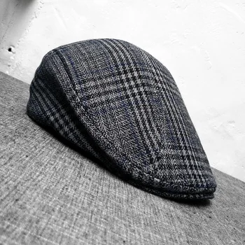 Newsboy Naujas vyrų rudenį ir žiemą šilta pilka atsitiktinis Beretė Pledas retro Britų antis kalba skrybėlę į priekį skrybėlę