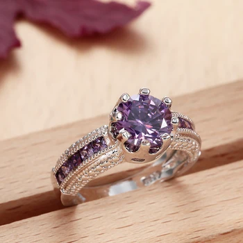 UFOORO Žiedas rinkinys moterims žavesio violetinė crystal, su cirkono išskirtinį juvelyrikos vestuvių Valentino Diena pristatyti moterų bague