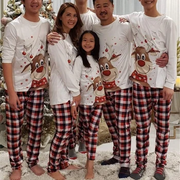 Vaikų, Vyrų, Moterų Sleepwear Šeimos Atitikimo Kalėdų Briedžių Pižama Rinkiniai Kalėdos Pižama Komplektas Naujas